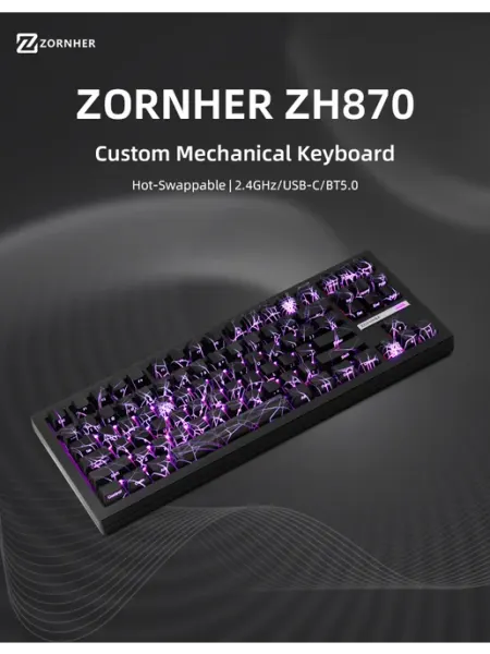 ZORNHER ZH870 Black Spiderweb-Sakura Switches клавиатура