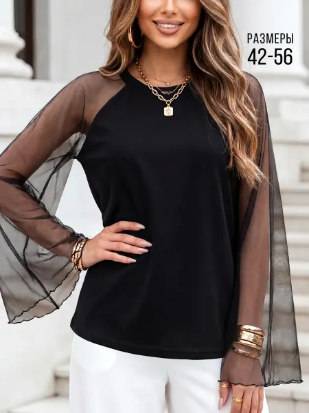 CHIC BOUTIGUE Футболка с длинным рукавом сетка, кофта нарядная, блузка