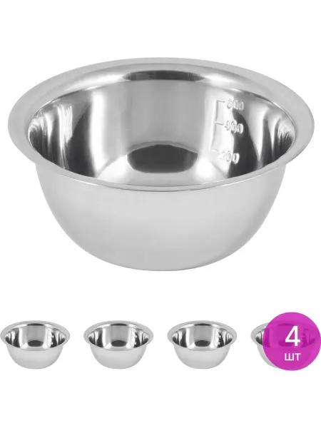 Mallony Миска Маллони Bowl-Roll-16 из стали, цвет хром, 800мл, 2 шт