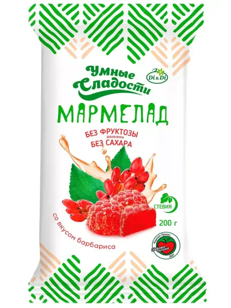 Умные Сладости Мармелад желейный без сахара со вкусом барбариса, 200 гр