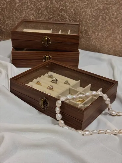Деревянная шкатулка для украшений (Jewelry Box), Органайзер для колец, серег и бижутерии