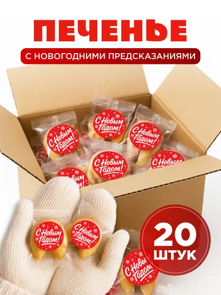 Present Premium Box Новогодние печенье с предсказанием 20 шт