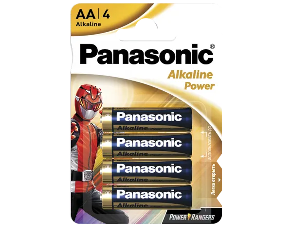 Батарейки Panasonic LR6REB/4BPRPR щелочные AA Power Rangers Alkiline power в блистере 4шт