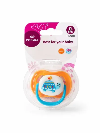 Детская силиконовая пустышка POPMAX с защитным контейнером, BPA free