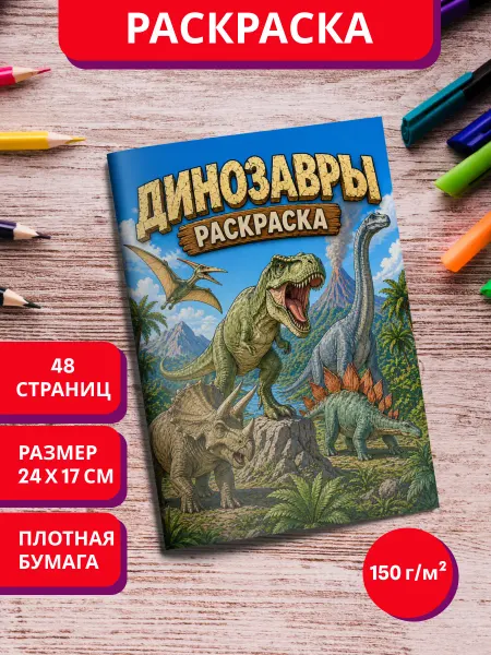 МурКот Раскраска детская Динозавры для мальчиков и девочек