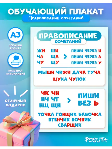 Posuta Обучающие плакаты правописание сочетаний