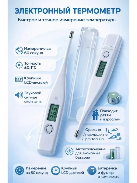 ROZA BRAND электронный термометр цифровой градусник для тела
