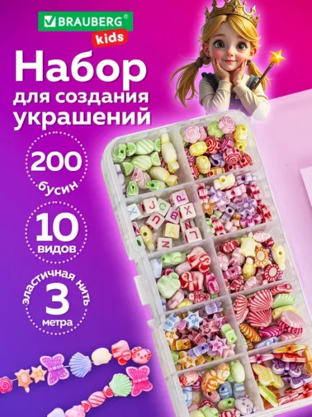 Brauberg Набор для создания украшений и бижутерии бусины подарок