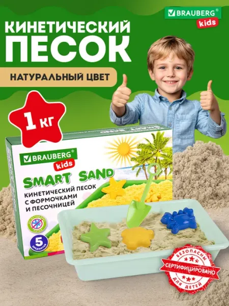 Brauberg Песок кинетический с песочницей и формочками, 1кг