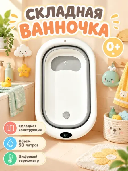 UMAROOM Ванночка для купания новорожденных с матрасиком 50л