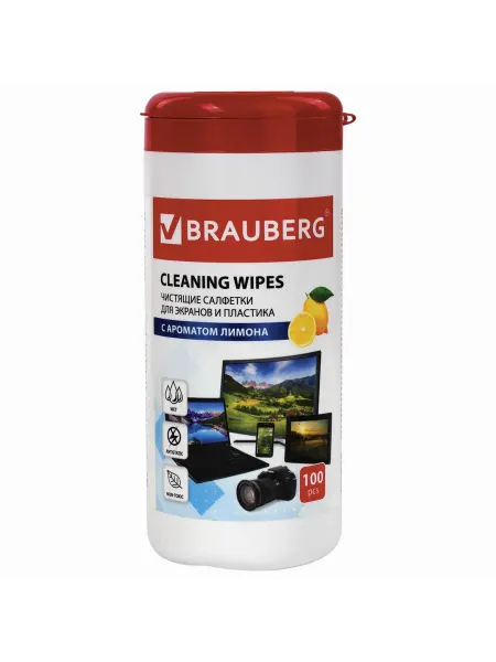 Brauberg Чистящее средство 100шт для экранов и пласт Лимон