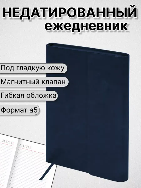 Brauberg Ежедневник недатированный с магнитным клапаном под кожу, А5