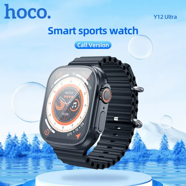 Смарт-часы HOCO DY12 ULTRA, AMOLED, чёрный, влагозащита IP67, шагомер, пульсометр, тонометр, (call version)