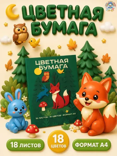 ДАК Цветная бумага двухсторонняя А4 18 цветов 18 листов