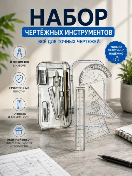 Sparkly7 Набор линеек школьника транспортир циркуль,линейка,угольник