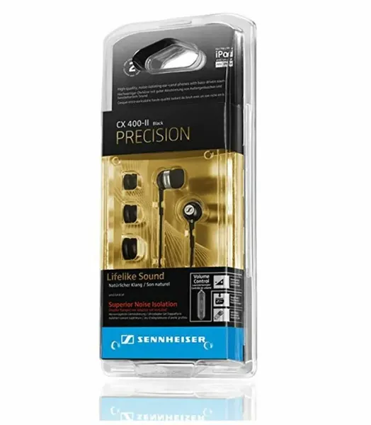 Проводные наушники Sennheiser CX400 II вход 3.5 мм с глубокими басами и микрофоном, чёрный