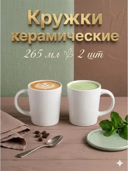 Кружки для чая и кофе 2 шт 265 мл "Coffee break" подарочные