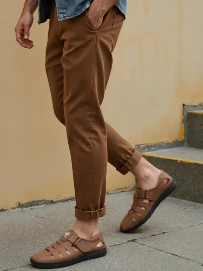 Мужские сандалии Breathable Casual с закрытым носком и перфорацией
