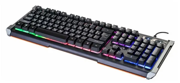 Клавиатура Oklick 717G black death черный/серый usb multimedia for gamer led