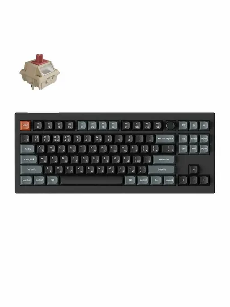 Проводная механическая клавиатура Keychron V3 8K (80% TKL) цвет Black, русская раскладка, RGB, Hot Swap, кейкапы без подсветки, переключатели Keychron Apex Red