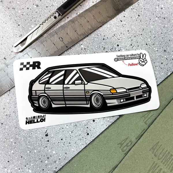 Виниловая наклейка машинка Жигули 2114 BPAN 14х5.5 / Resource Stickers