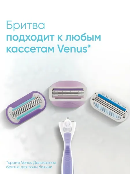 Сменные кассеты для бритвы Venus Breeze (cо встроенными полосками с гелем для бритья), 4 шт.