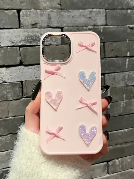 Чехол-накладка О'Кейси "Сердечки", для iPhone 12, защита от царапин, розовый, сиреневый