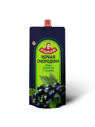 Черная смородина протертая с сахаром 280 г Дой-пак - Варенье, джемы и протертые ягоды