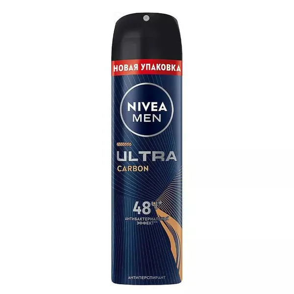 Дезодорант-спрей Nivea Ультра карбон, 150 мл, антибактериальный эффект, защита 48 часов