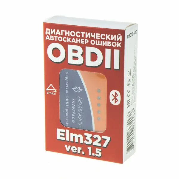 ARNEZI Автомобильный диагностический сканер OBDII, ELM 327 Bluetooth, V1.5 R6010400