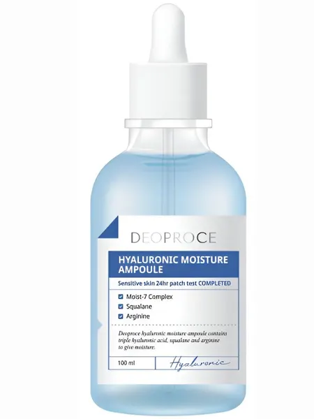 Сыворотка Deoproce Hyaluronic Moisture Ampoule, Увлажняющая для лица с гиалуроновой кислотой, 100 мл