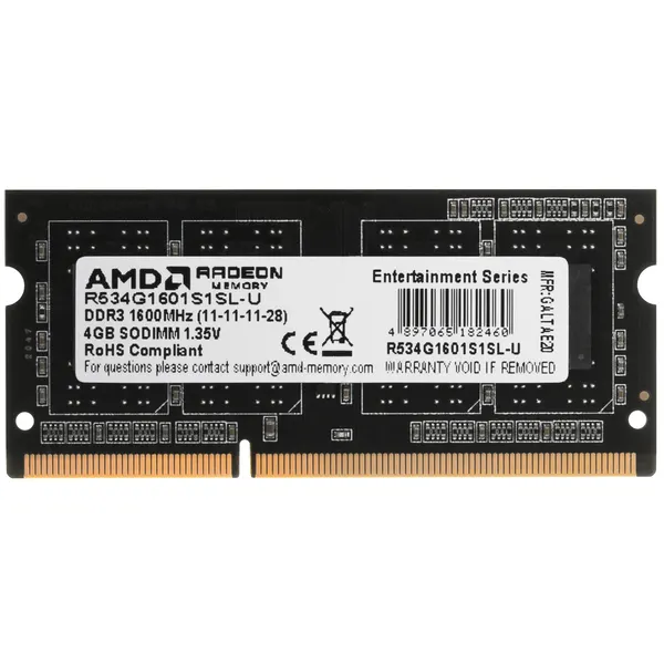 Оперативная память AMD R534G1601S1SL-U черный, 4 ГБ, 1600 МГц
