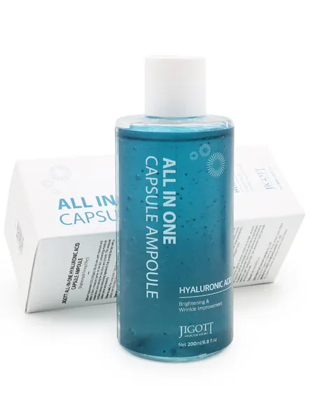 Jigott Мультифункциональная сыворотка для лица с гиалуроновой кислотой All-In-One Hyaluronic Acid Capsule Ampoule 200 мл