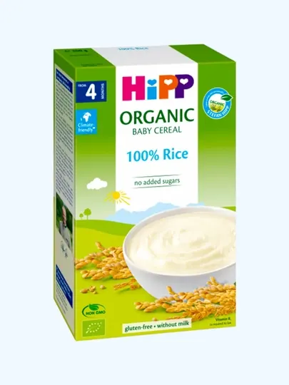 HIPP Rice - детская безмолочная рисовая органическая каша, 200 грамм, с 4 месяцев - Детские каши
