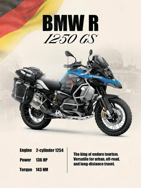 Постер Мото BMW R 1250 GS (30х40 см)