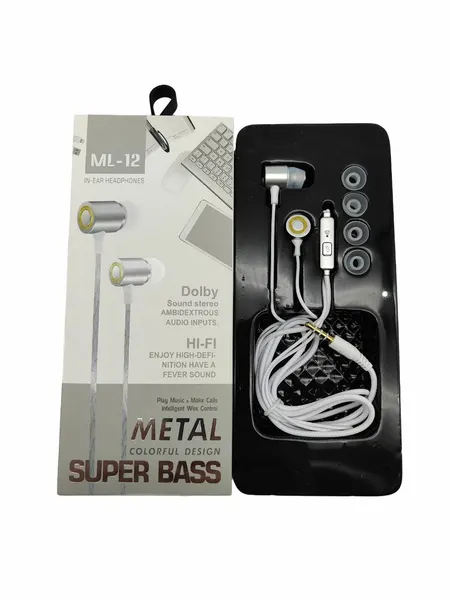 Наушники ML-12 Super Bass Dolby Hi-Fi проводные Белые