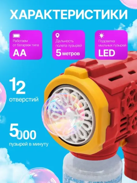 Пузырьковый пистолет — генератор мыльных пузырей, BUBBLE GUN с пеной и мыльными пузырями