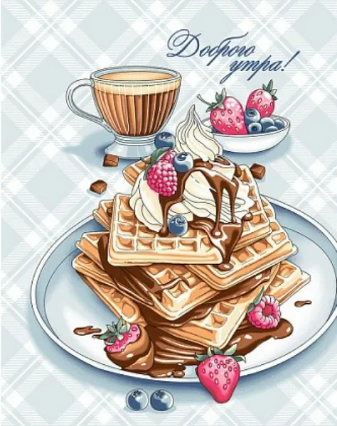 Кухонное полотенце Вафельное с петелькой для подвешивания 50*63 см "Французские вафли" в подарок на Новый год, на День Рождения, на 8 марта из 100% хлопка