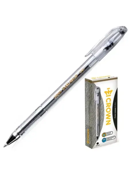 Ручка гелевая HJR-500B черная, 0,5 мм, 12 шт CROWN