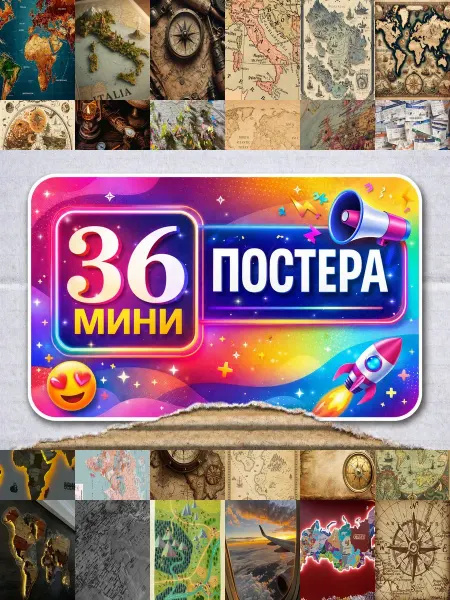 BUCHIBU Минипостеры 36 шт Карта Эстетика