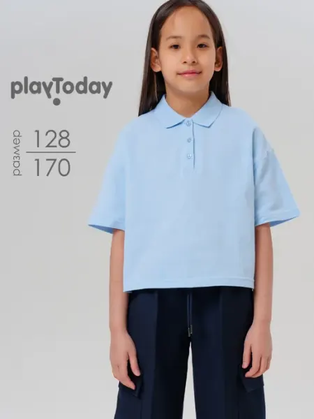 Футболка поло школьная оверсайз с коротким рукавом PlayToday