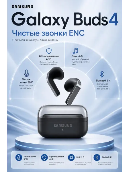 Samsung Наушники беспроводные Galaxy Buds4 для звонков