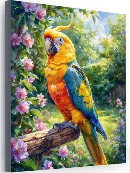 Картина по номерам на холсте попугай на дереве 40*50 000 Art-Hobby-Create