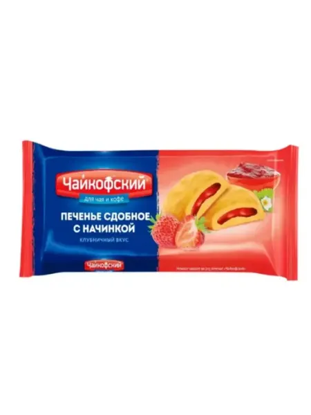 Печенье с начинкой с клубничным вкусом 132г ЧАЙКОФСКИЙ