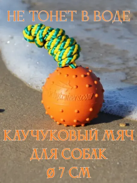 Водоплавающий резиновый мяч для собак на веревке Ø 7 см Fordogtrainers