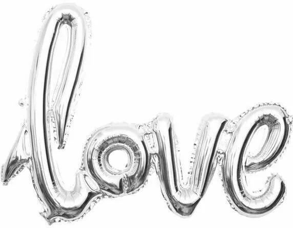 Шар (41'/104 см) Фигура, Надпись "Love", Серебро, 1 шт.