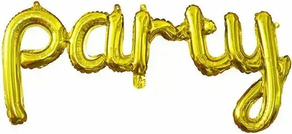 Шар (45'/114 см) Фигура, Надпись "Party", Золото, 1 шт.