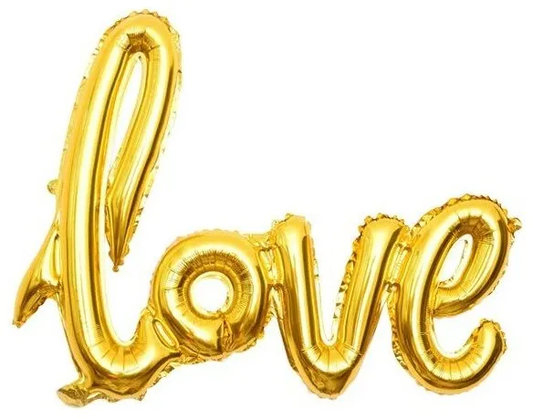 Шар (22'/56 см) Фигура, Надпись "Love", Золото, 1 шт.