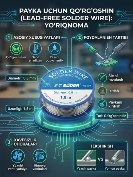 Бессвинцовый припой (Lead-Free Solder Wire) – 0.8 мм