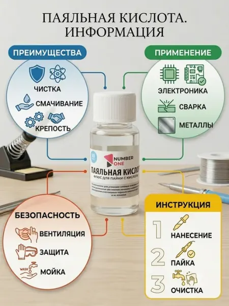 Паяльная кислота (флюс) с кисточкой, 10 мл